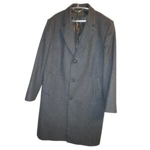 London Fog Men’s Charcoal Wool Blend Overcoat – Large/XL (44R–46R Est.)
